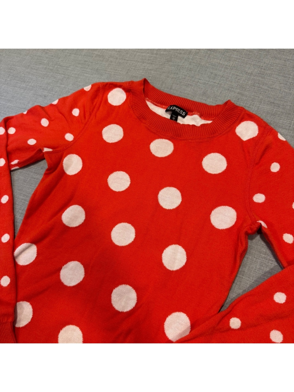 Express orange polka dot knit sweater